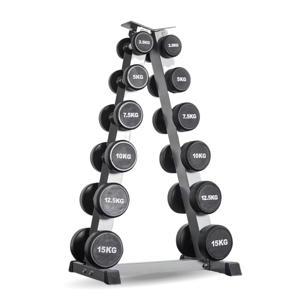 เซ็ตดัมเบลแบบกลม 6 คู่ พร้อมแร็ค HOMEFITTOOLS R602 น้ำหนัก 2.5-15 KG